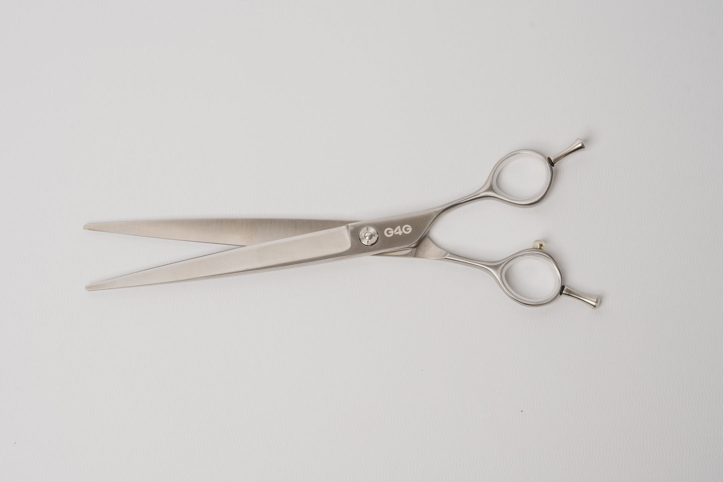 G4G Large-Cut 8-inch straight grooming scissors with wide blades for thick coats, made from Japanese 440C stainless steel.