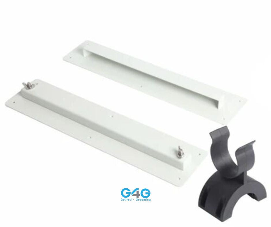 G4G Wall Bracket for Pet Dryers, compatible with single dryers, Hurricane, and Shernbao Typhoon, with adjustable holder.