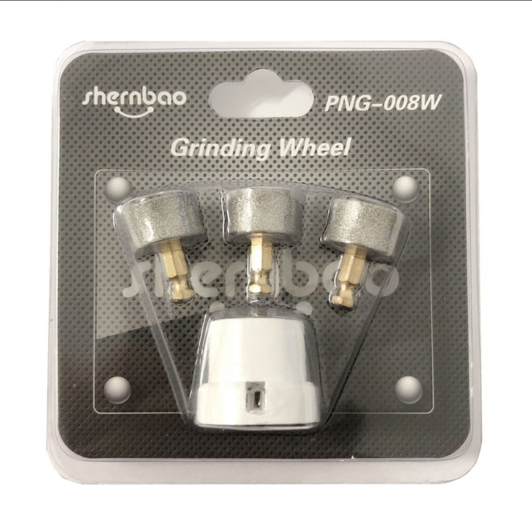 PNG-008W Shernbao Carborundum grinding wheel head set, 3 sizes (S/M/L) for professional pet nail grinding tools.
