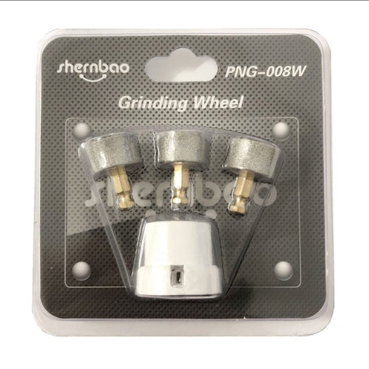 PNG-008W Shernbao Carborundum grinding wheel head set, 3 sizes (S/M/L) for professional pet nail grinding tools.