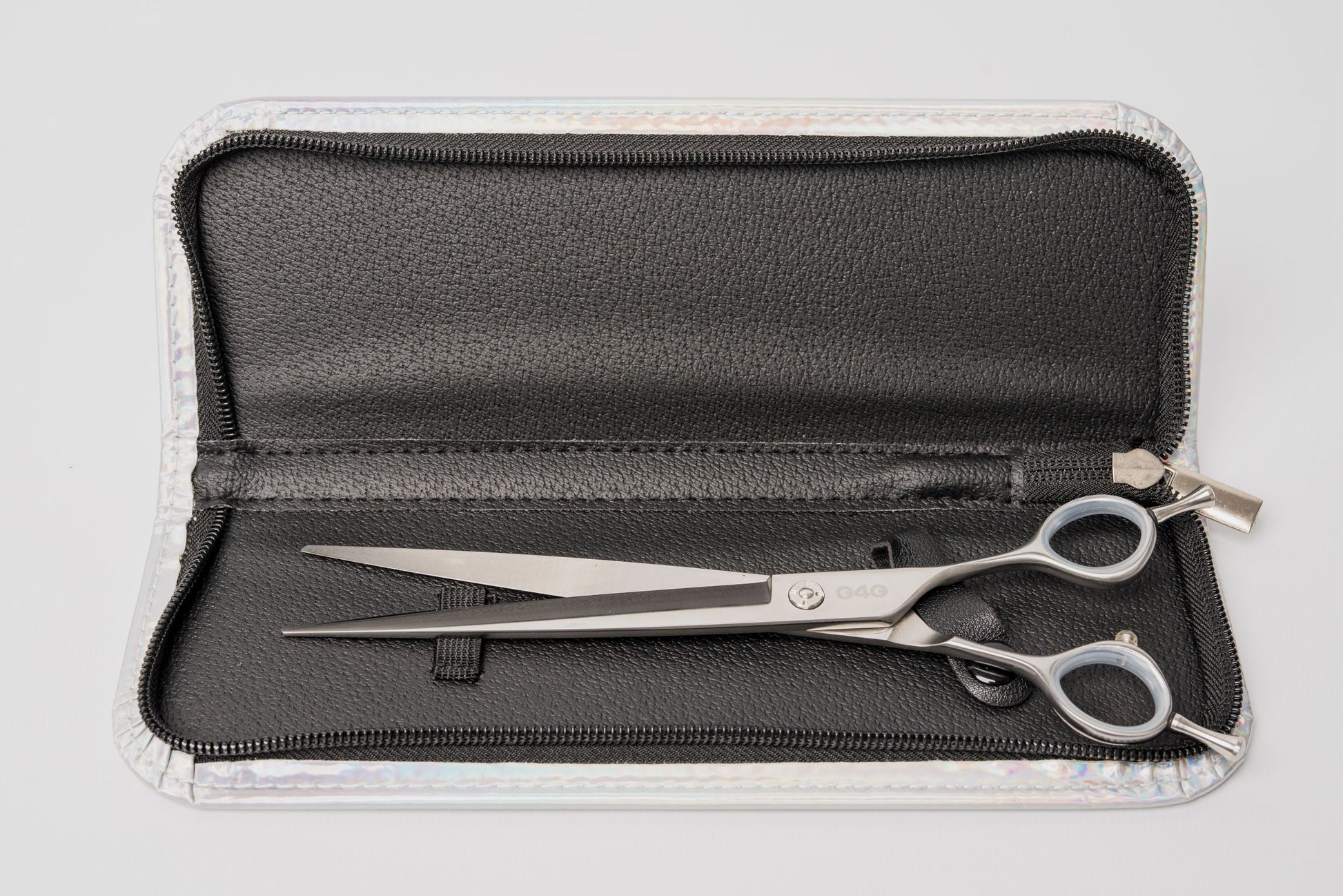 G4G Large-Cut 8-inch straight grooming scissors with wide blades for thick coats, made from Japanese 440C stainless steel.