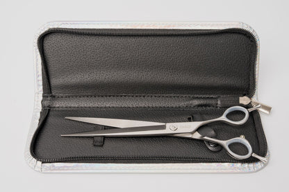 G4G Large-Cut 8-inch straight grooming scissors with wide blades for thick coats, made from Japanese 440C stainless steel.
