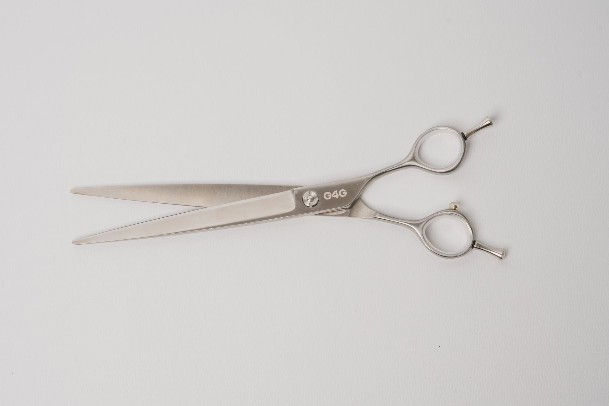 G4G Large-Cut 8-inch straight grooming scissors with wide blades for thick coats, made from Japanese 440C stainless steel.