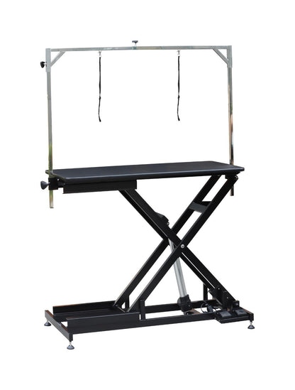 FT-808-ECO Low-Low Electric Lifting Grooming Table powered by Chendi actuator, adjustable height 9–38 inches.
