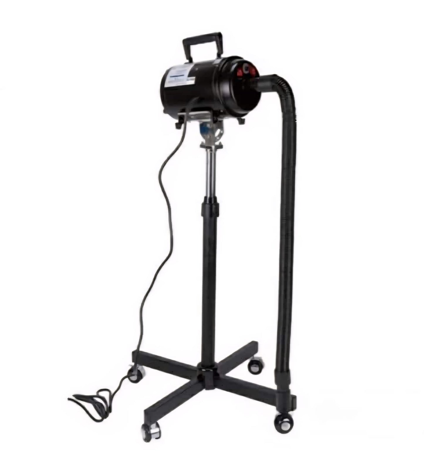 Aeolus Dryer Stand for single motor blaster dryer with adjustable height and 360° rotation for hands-free grooming.